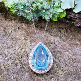 14K White Gold Diamond & Aquamarine Pendant DPD-26943