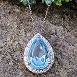 14K White Gold Diamond & Aquamarine Pendant DPD-26943
