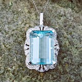 14K White Gold Diamond & Aquamarine Pendant DPD-26941