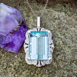 14K White Gold Diamond & Aquamarine Pendant DPD-26941