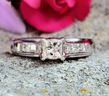 14k White Gold Princess Cut Diamond Ring  DSR-23762