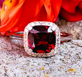 10 Karat White Gold Garnet &  Diamond Ring DCR-24672