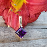 14K Yellow Gold Square Amethyst & Diamond Pendant DPD-26980