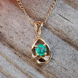 14k Yellow Gold Emerald Diamond Pendant DPD-26981