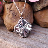Sterling Silver Diamond Fluted Clover Pendant SDM-11332