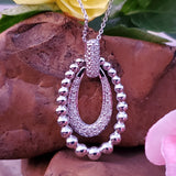 Sterling Silver Diamond Oval Bead Pendent SDM-11338