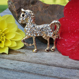 Yellow Tone Standing Rhinestone Horse Pin  ZGF-05106