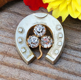 Vintage 1800's Horseshoe 3 Rhinestone Brooch ZGF-05077