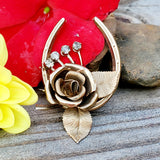 Vintage 40's Horse Shoe Rose Spray Brooch ZGF-05101