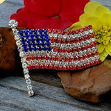 Austrian Crystal American Flag Brooch  ZGF-05107