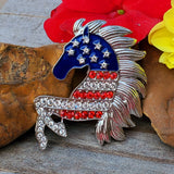 USA Flag Horse Head Brooch ZGF-05108
