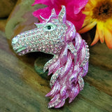 Horse Head Crystal Brooch - Pink ZGF-05075