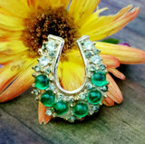 Vintage Green Stone Horseshoe Brooch ZGF-05079