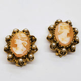Cameo Faux Pearl Clip Earrings DEJ-24547