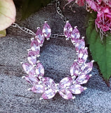 18K White Gold Pink Sapphire  Horse Shoe Pendant  GPD-20013