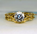 14K Yellow Gold Moissanite & Diamond Wedding Set DSR-23796