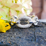 Sterling Silver Diamond Oval Link Ring SDM-11339
