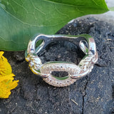 Sterling Silver Diamond Oval Link Ring SDM-11339