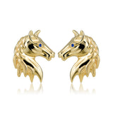 Alamea 14K Yellow Gold Sapphire Eye Horse Head Earrings - GER-23647