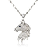 Alamea Sterling Silver CZ Large Horse Head Pendant- SCZ-10031