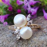10K Yellow Gold Freshwater Pearl and CZ Ring DEJ-24695