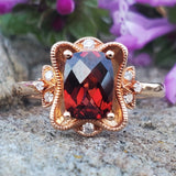 14K Rose Gold Diamond and Garnet Ring DCR-24758