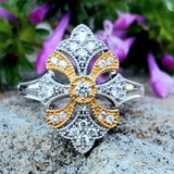 14K Two Tone .33CTW Marquise Shape Cluster Fashion Ring DFR-26101