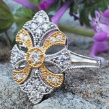 14K Two Tone .33CTW Marquise Shape Cluster Fashion Ring DFR-26101