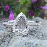 Platinum .25CTW Pear Halo Semi-Mount Ring DSM-22720