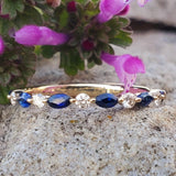 14K Yellow Gold .15CTW Diamond and Sapphire Band DCR-24760