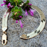 14K Yellow Gold 8MM Herringbone Bracelet DEJ-24690