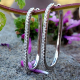 10K White Gold .50CTW Diamond Rectangle Hoop Earrings DER-26083