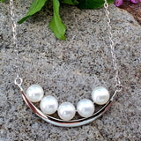 Sterling Silver Freshwater Pearl Bar Necklace DEJ-24664