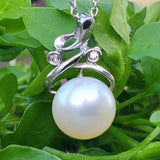Sterling Silver Freshwater Pearl and Diamond Pendant DEJ-24665