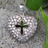 Sterling Silver Diamond Heart Cross Pendant DEJ-24669