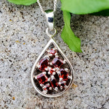 Sterling Silver Garnet Pear Pendant DEJ-24671