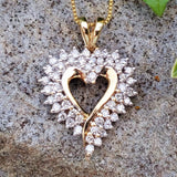 10K Yellow Gold Diamond Cluster Heart Pendant DEJ-24687