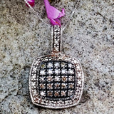 Sterling Silver Champagne Diamond Square Pendant DEJ-24667