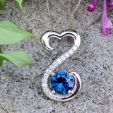 Sterling Silver Sapphire and CZ Heart Pendant DEJ-24673