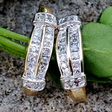 10K Two Tone Diamond Channel Set Earrings DEJ-24689