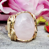 10K Yellow Gold Rose Quartz Wire Ring DEJ-24719