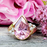 10K Yellow Gold Pink Ice Ring DEJ-24721