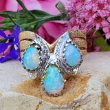 14K Two Tone 3 Opal and Diamond Ring DEJ-24723