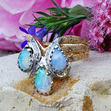 14K Two Tone 3 Opal and Diamond Ring DEJ-24723