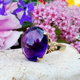 14K Yellow Gold Cabochon Amethyst Ring DEJ-24720