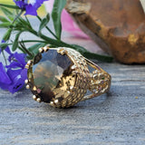 14K Yellow Gold Smoky Quartz Rope Style Ring DEJ-24727