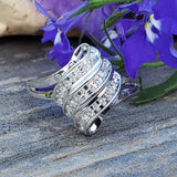 10K White Gold Diamond Swirl Mom Ring DEJ-24718