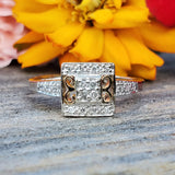 14K Two Tone Diamond Square Ring DEJ-24724