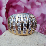 14K Yellow Gold Cubic Zirconia Dome Ring DEJ-24725