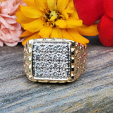 14K Yellow Gold .80CTW Diamond Gent's Nugget Ring DEJ-24726